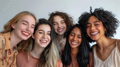 Portrait of Diverse women socialize teamwork happiness concept.