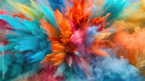 Explosion of color  Vibrant powdered pigments bursting in the air. Abstract art concept suitable for dynamic wallpaper  poster design  and creative backgrounds