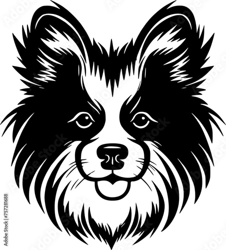 Pomeranian - Black and White Isolated Icon - Vector illustration