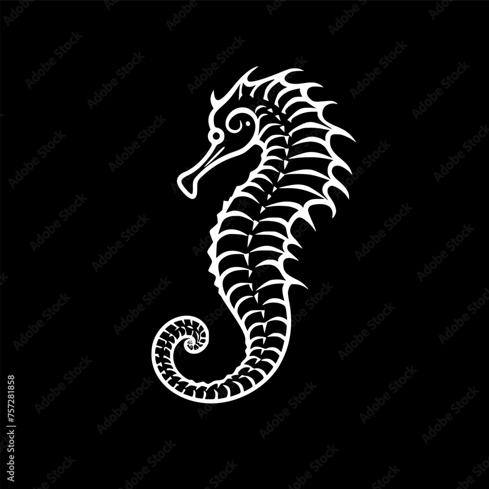 Seahorse - Black and White Isolated Icon - Vector illustration