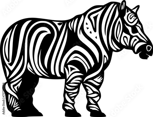 Hippopotamus | Black and White Vector illustration