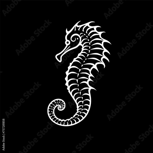 Seahorse - Black and White Isolated Icon - Vector illustration photo