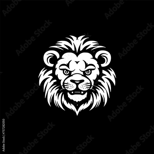 Lion Baby   Black and White Vector illustration © CreativeOasis