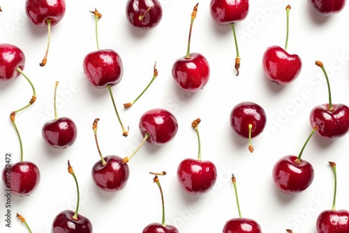 Fruit pattern of cherries isolated on white background