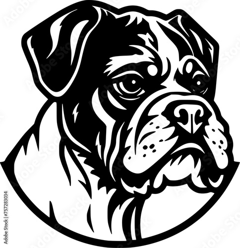 Boxer Dog | Black and White Vector illustration