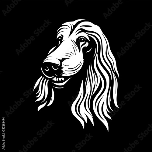 Afghan Hound | Black and White Vector illustration