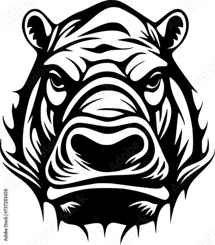 Hippopotamus - Black and White Isolated Icon - Vector illustration