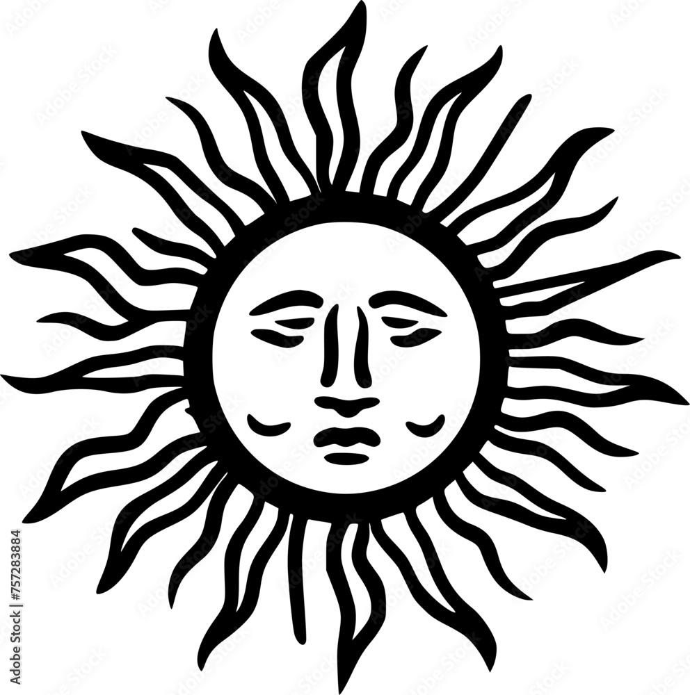 Sun | Black and White Vector illustration Sun | Black and White Vector illustration