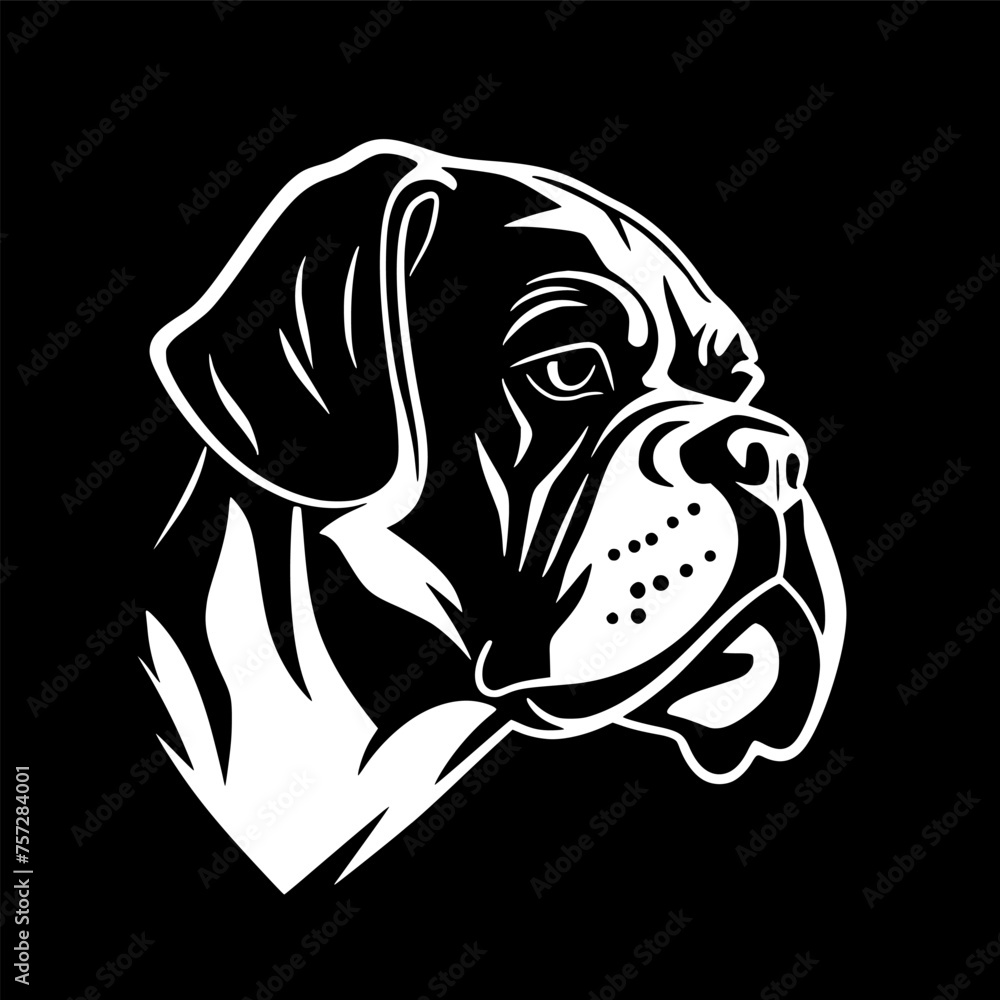 Boxer Dog - Black and White Isolated Icon - Vector illustration Boxer Dog - Black and White Isolated Icon - Vector illustration