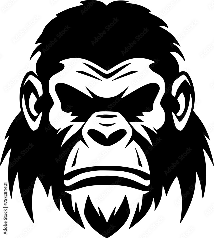 Chimpanzee - Minimalist and Flat Logo - Vector illustration