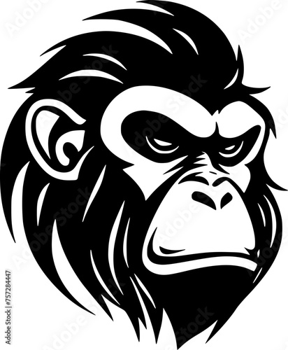 Chimpanzee - Black and White Isolated Icon - Vector illustration