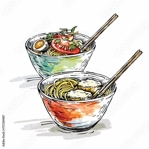 Assorted Asian Noodle Bowls Collection