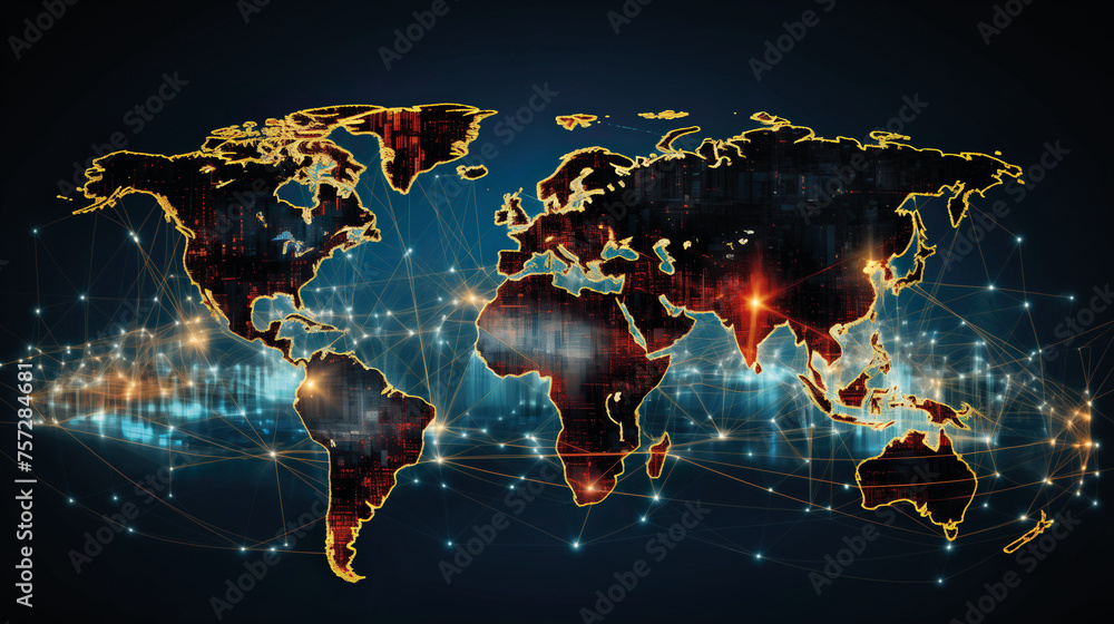 Fototapeta premium worldwide globalization and international business, global trade and economy shipping, networking of goods shipping and logistics