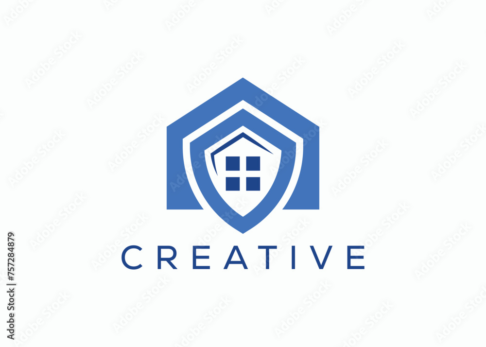 Creative and minimal Shield home logo vector template. Security home. Protect House. Home safety Creative and minimal Shield home logo vector template. Security home. Protect House. Home safety