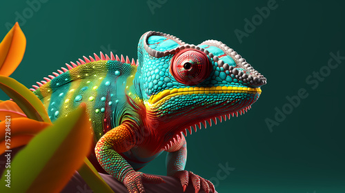 Colorful chameleon on background © xuan