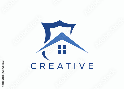 Creative and minimal Shield home logo vector template. Security home. Protect House. Home safety
