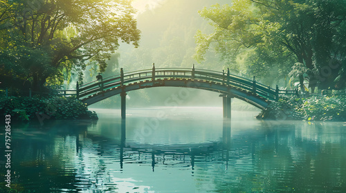 Visualize a bridge over calm waters symbolizing the journey to spiritual refuge