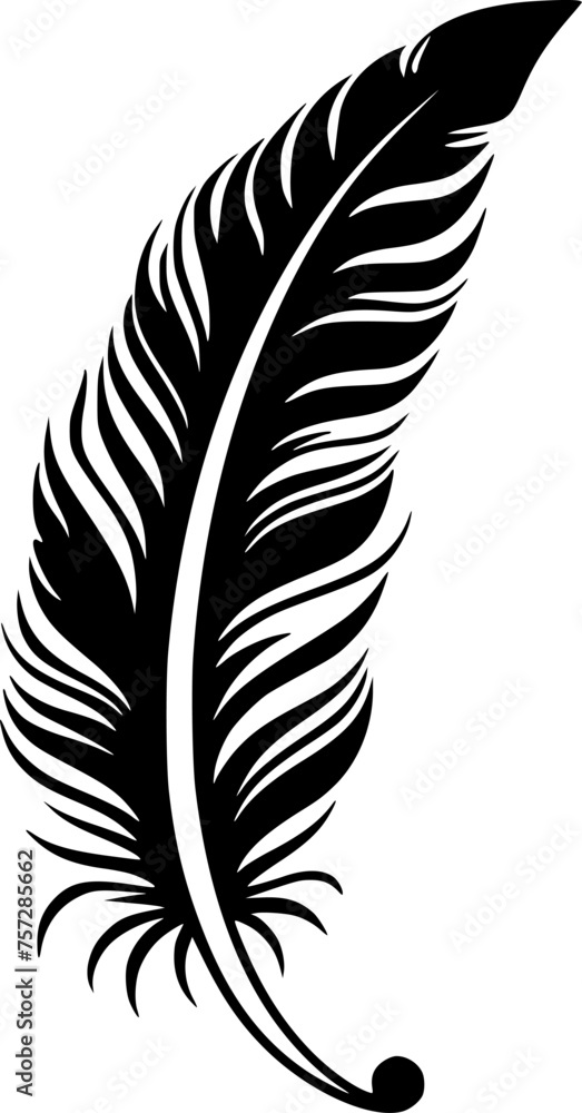 Feather - Black and White Isolated Icon - Vector illustration Feather - Black and White Isolated Icon - Vector illustration