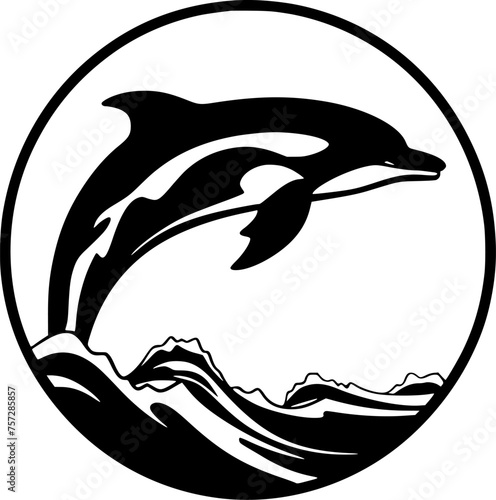 Dolphin - Black and White Isolated Icon - Vector illustration