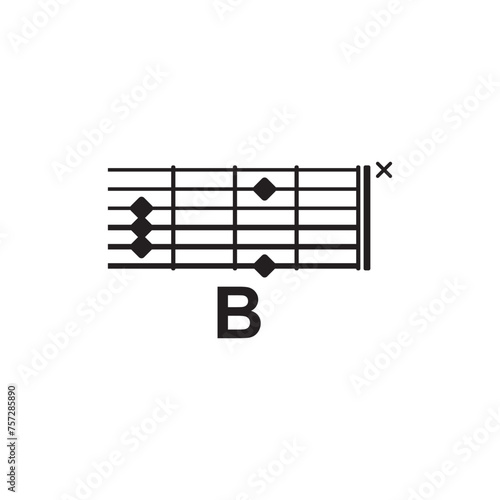 B guitar chord icon. Basic guitar chord vector illustration symbol design