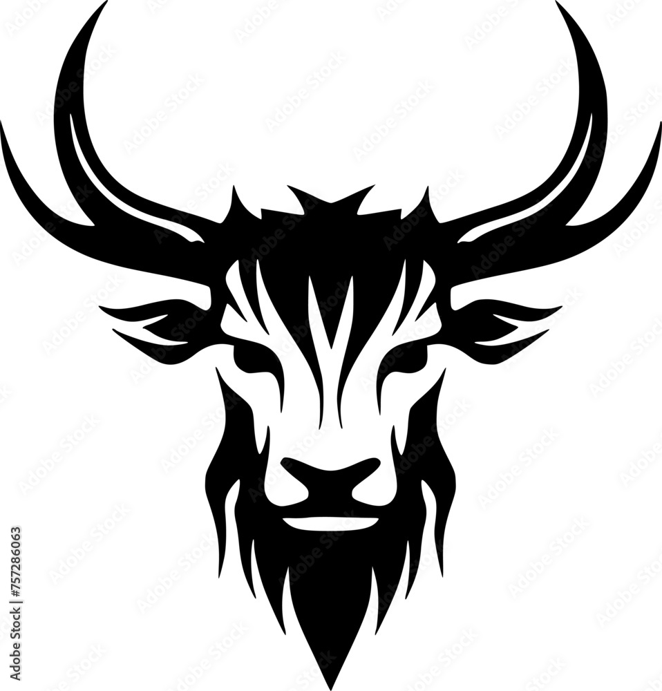 Highland Cow - Black and White Isolated Icon - Vector illustration Highland Cow - Black and White Isolated Icon - Vector illustration