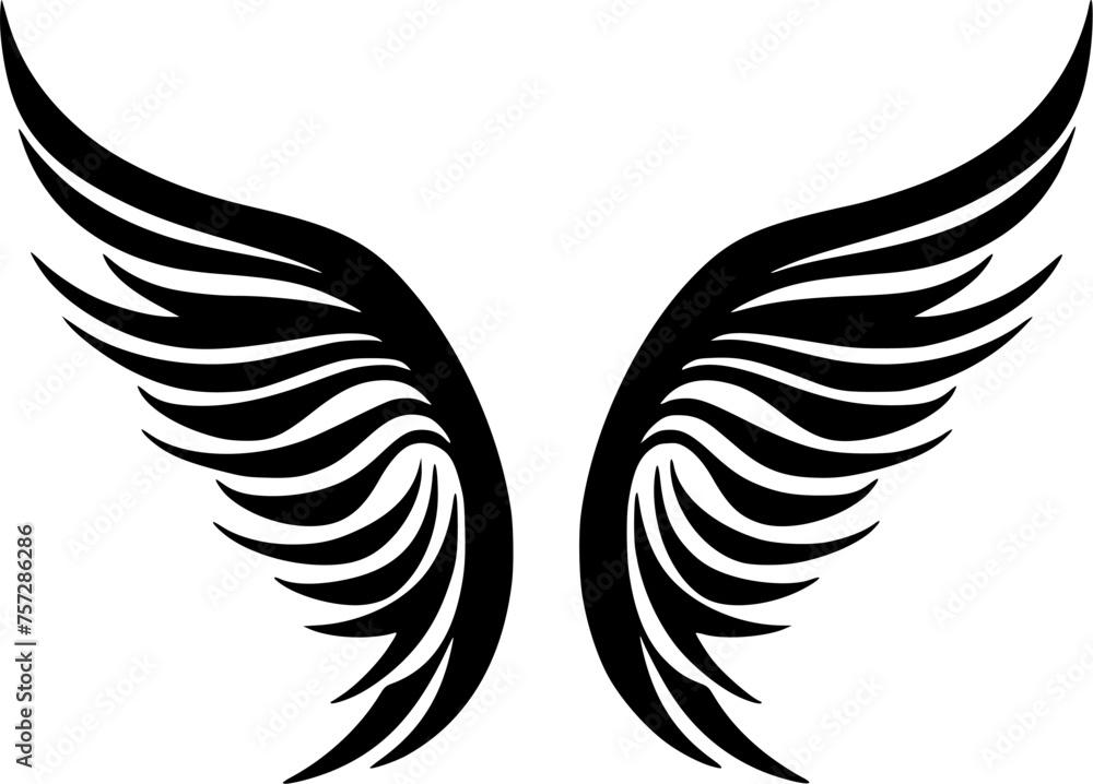 Obraz premium Angel Wings | Black and White Vector illustration