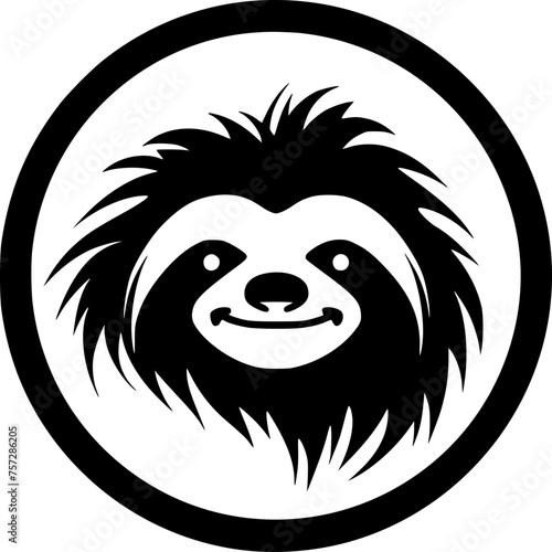 Sloth - Black and White Isolated Icon - Vector illustration