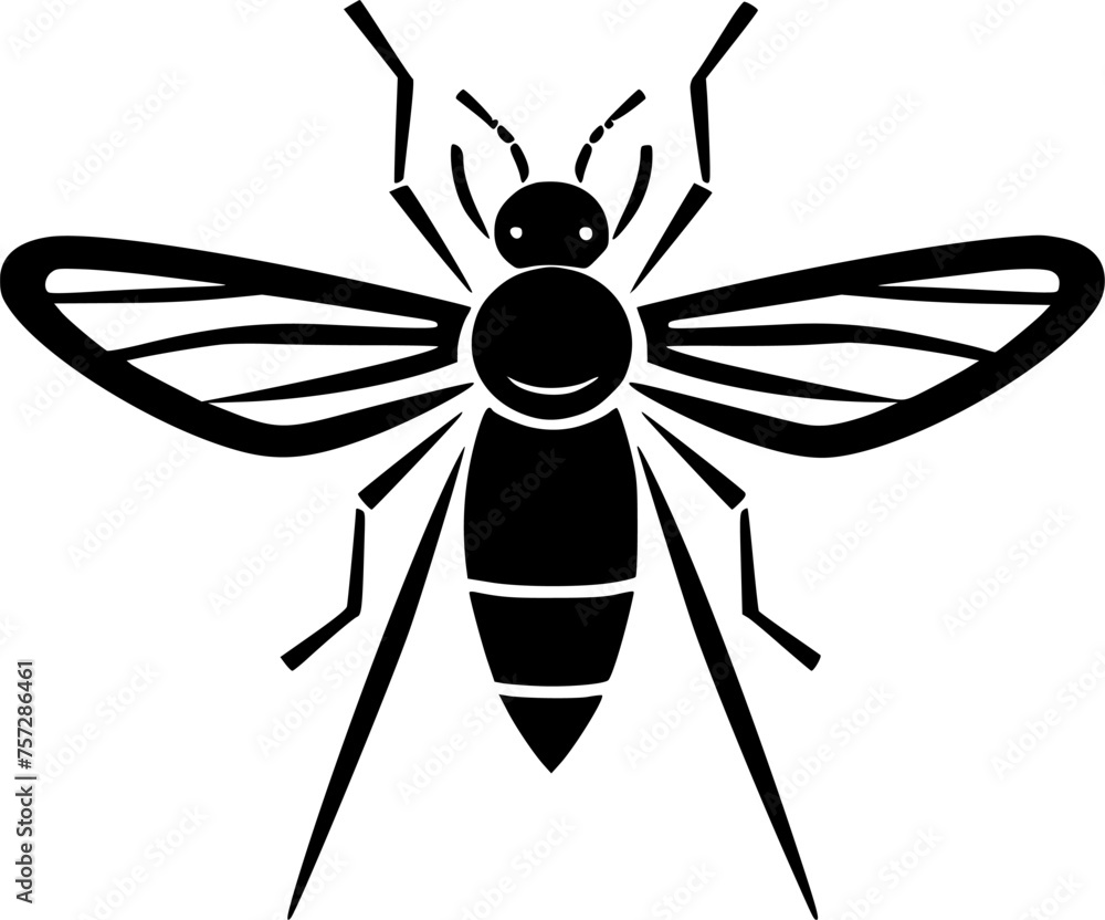 Fototapeta premium Mosquito - Black and White Isolated Icon - Vector illustration