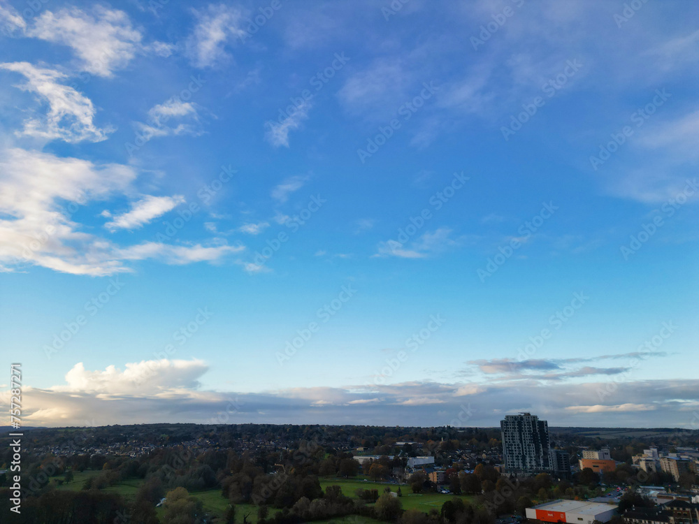 High Angle view of Hemel Hempstead City of England with Dramatical Clouds High Angle view of Hemel Hempstead City of England with Dramatical Clouds
