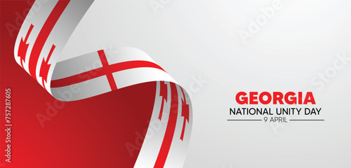 Georgia National Unity Day 9 April flag ribbon vector poster