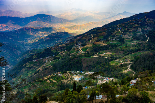 Sweeping Valleys and Terraced Hills of Nagarkot  Nepal at Dusk