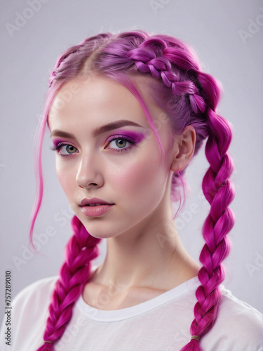 girl with pink hair photo