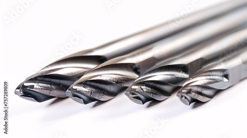 Cemented carbide instruments for precise metalworking, featuring sharp edges and a robust design, isolated on a clean, white background photo