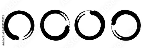 筆丸フレームセット　かすれ　円　和風　円相　手描き