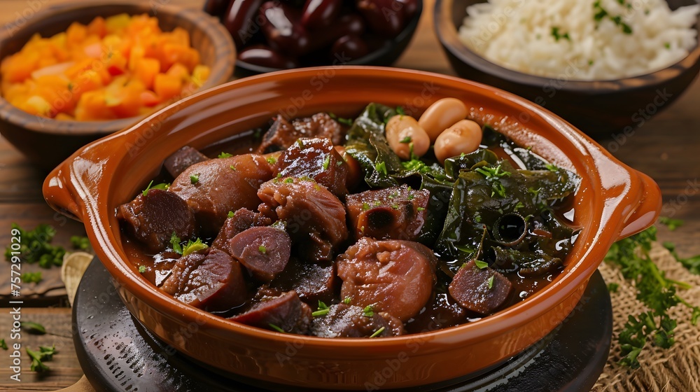 feijoada, brazilian food with black beans and pork meat feijoada, brazilian food with black beans and pork meat