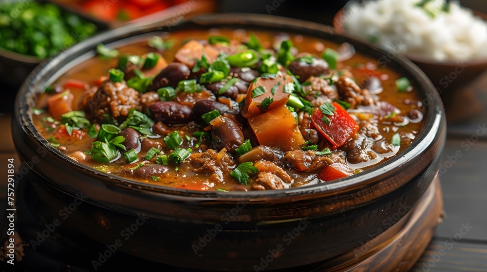 feijoada, brazilian food with black beans and pork meat feijoada, brazilian food with black beans and pork meat