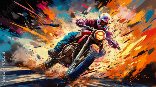 Motorcycle Racer. Trailblazing Triumph Illustration photo