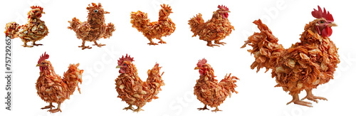 A chicken Organic farm made out of fried chicken isolated, transparent white background png