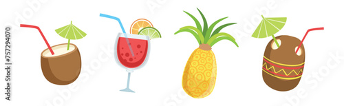 Tropical Hawaii Summer Vacation Element and Object Vector Set