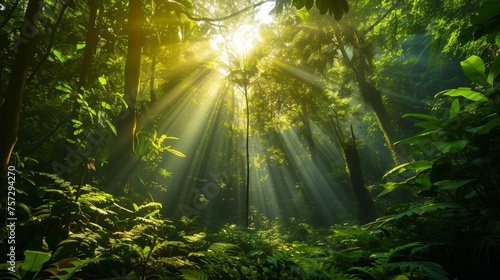 A dense forest landscape living from a biophotovoltaic system