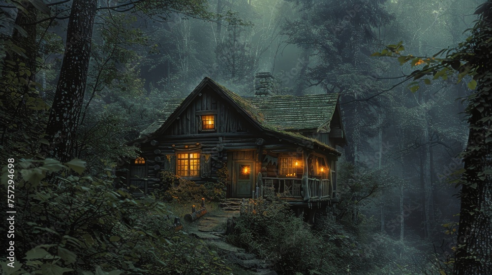 Small Cabin Surrounded by Forest Small Cabin Surrounded by Forest