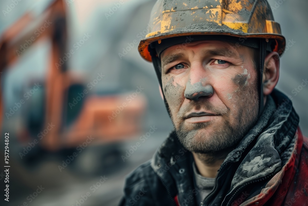 Tired construction worker with helmet Tired construction worker with helmet