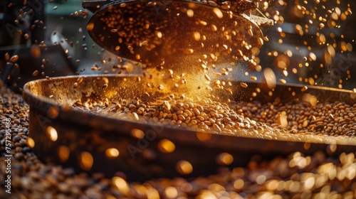 Large Metal Bowl Filled With Coffee Beans