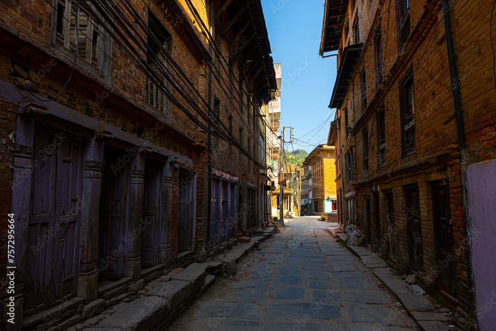 Ancient Brick Alleyway in Dhulikhel, Nepal - A Glimpse of Traditional Newari Architecture