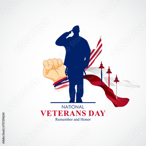 Vector illustration of National Veterans' Day social media feed template