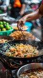 Iconic street food Pad Thai shrimp