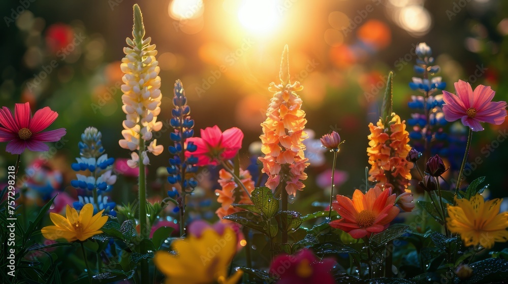 Obraz premium Flowers Scattered in Grass