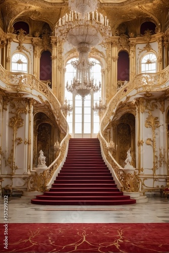 Luxury of the Palace Hall. A gorgeous staircase in the main hall. © alexx_60