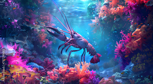 lobsters and beautiful underwater coral reefs