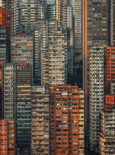 Bright skyscrapers in a modern city skyline